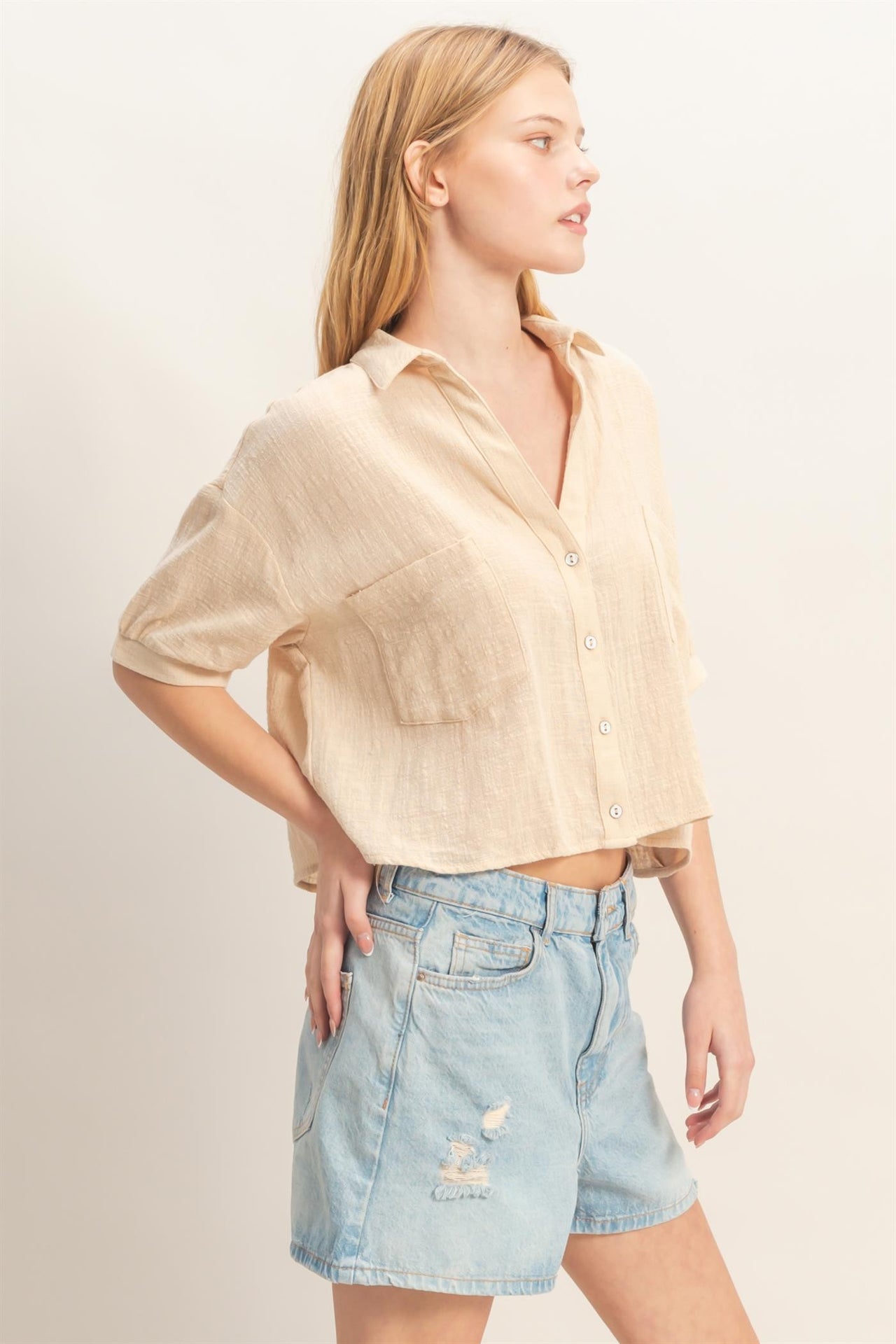 Textured Button-up Shirt