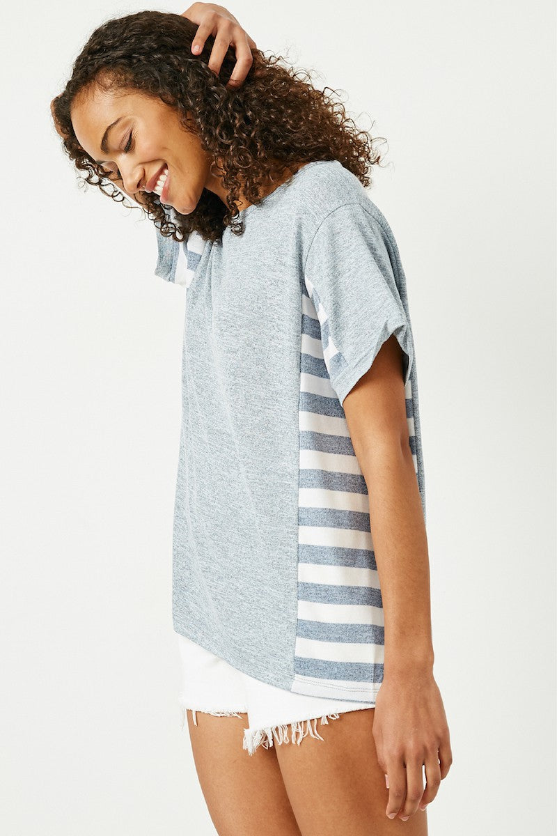 Womens Contrast Stripe Knit Tee
