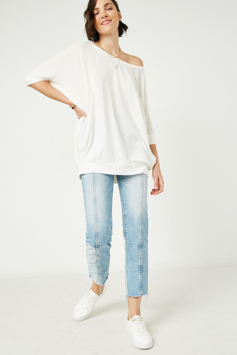 Textured Sheer Off-Shoulder Top