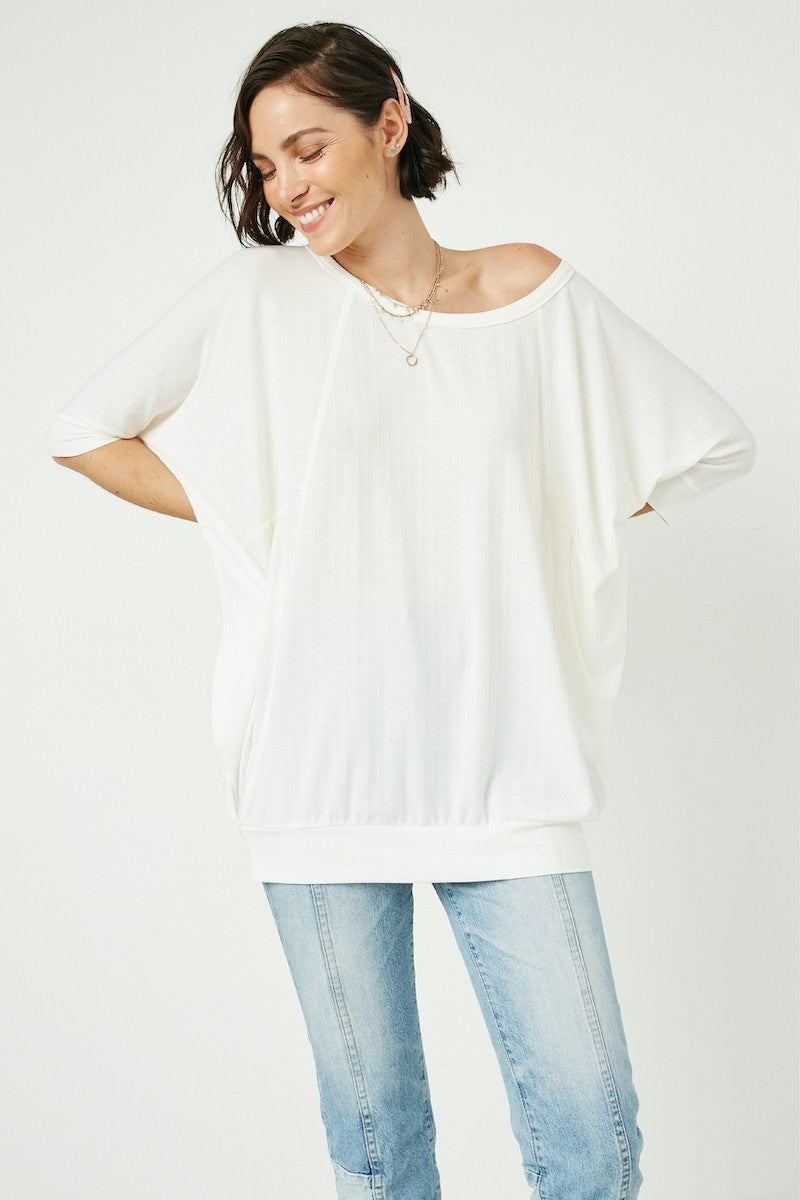 Textured Sheer Off-Shoulder Top