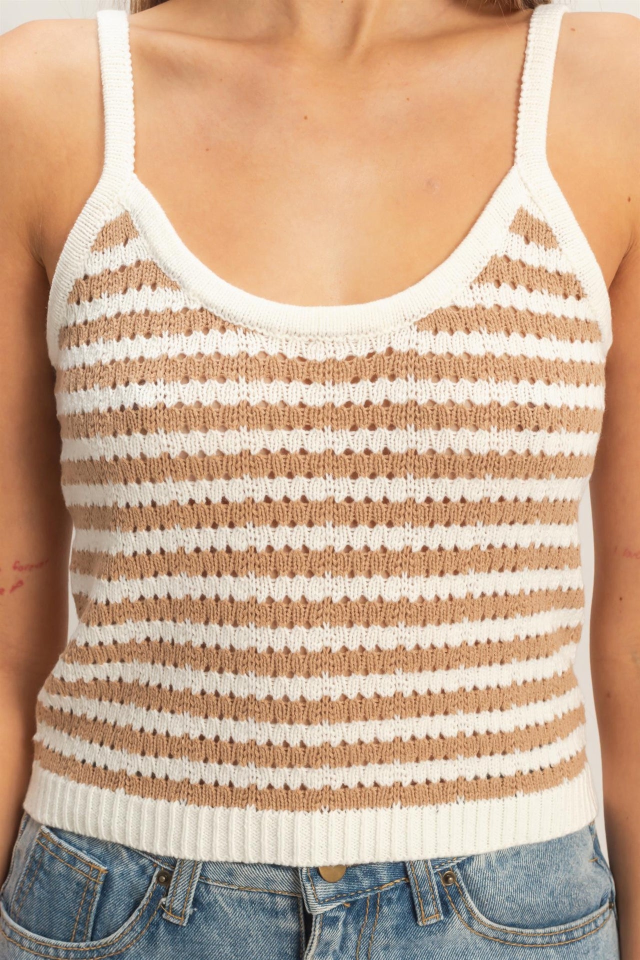 Striped Round Neck Sweater Tank