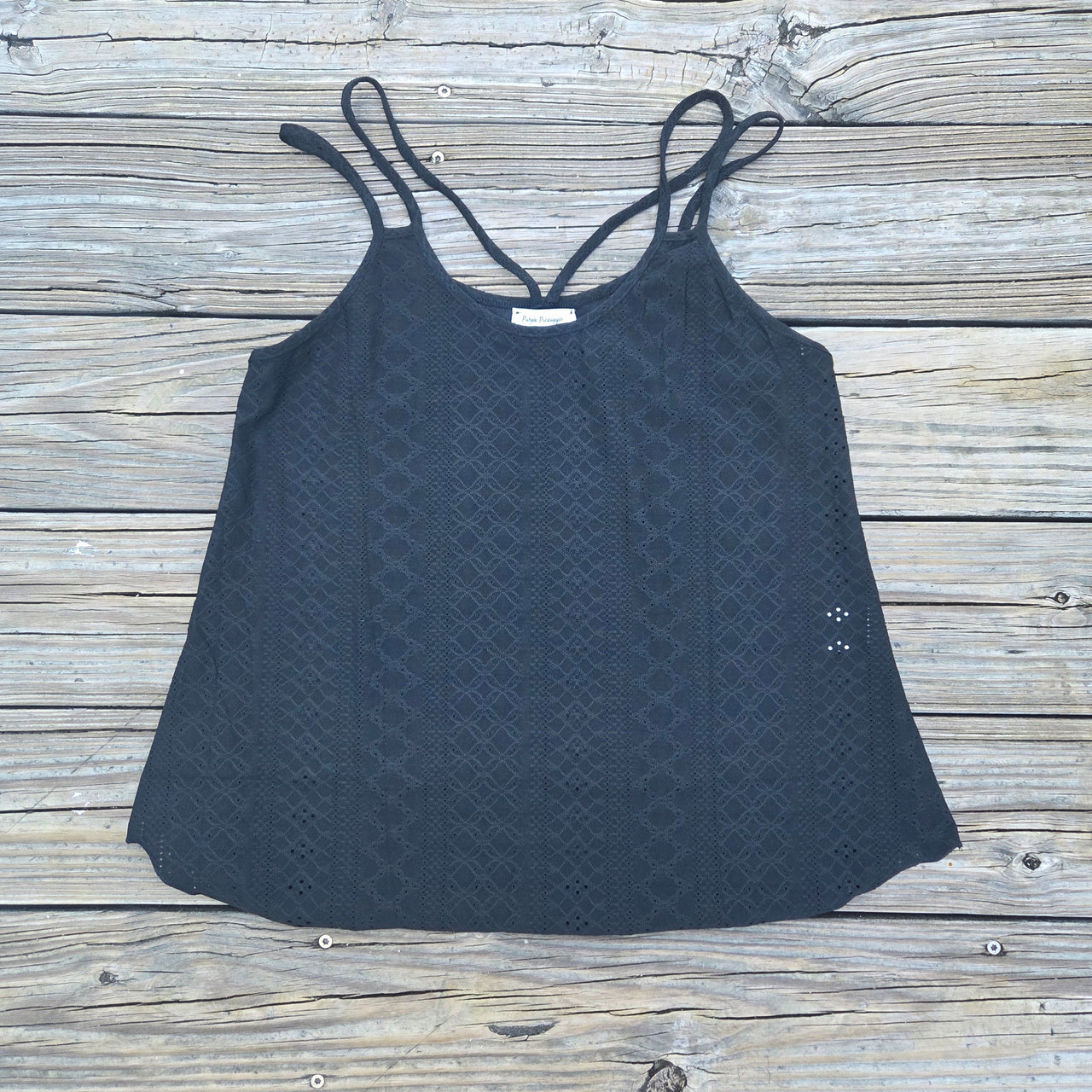 Eyelet Double Strap Detail Tank (Black)