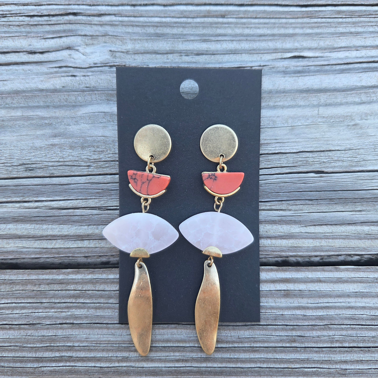 Locally Made Stone & Gold Earrings