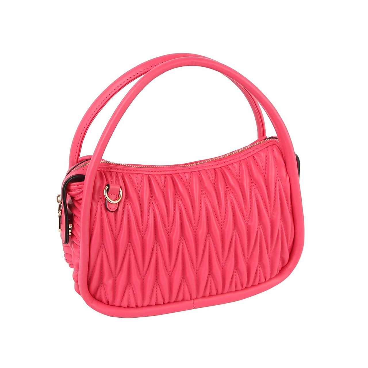 Quilted Matelassé Handbag/Crossbody - Hot Pink
