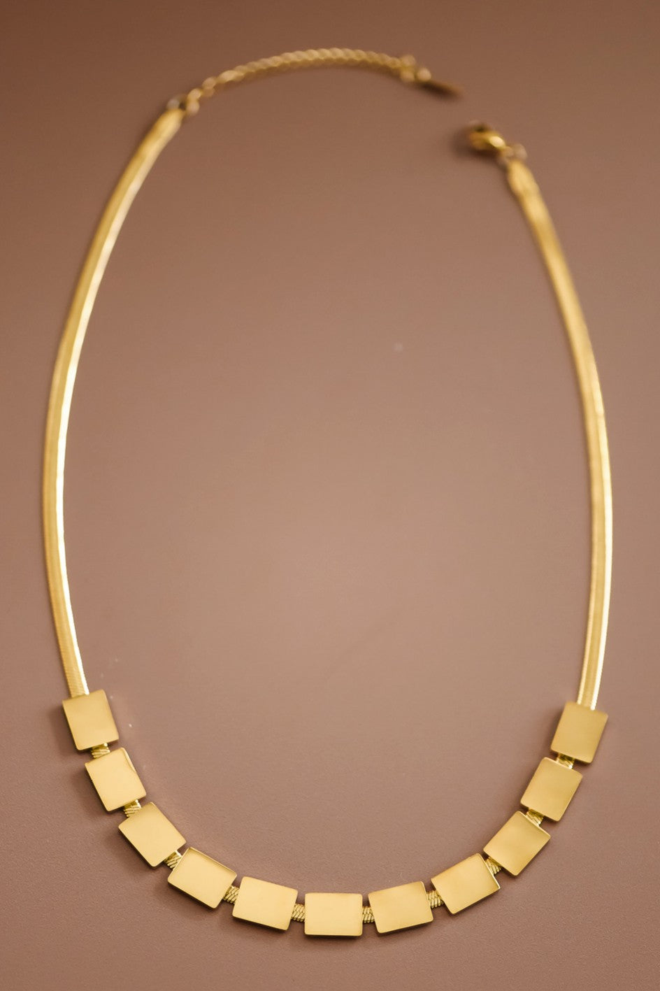 18k Tarnish Free Square Style Chain Necklace