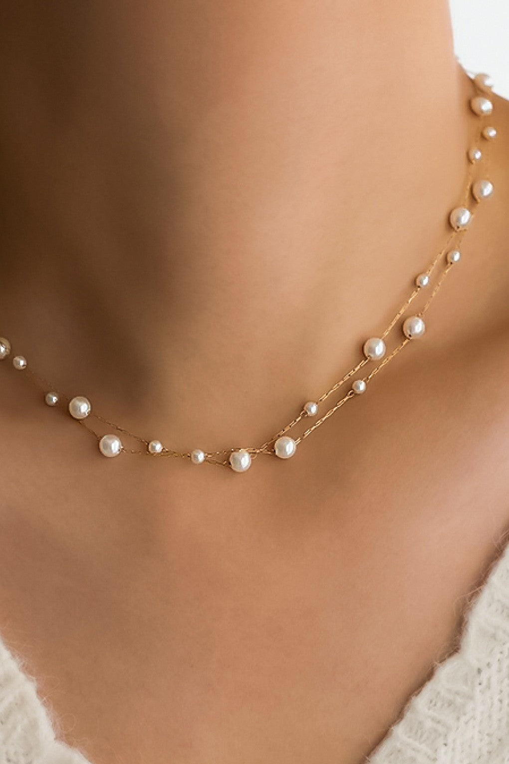 Dainty Layered Pearl Necklace