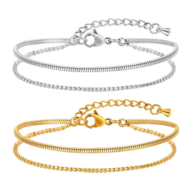 Dainty 18K Tarnish Free Layered Bracelet - Gold