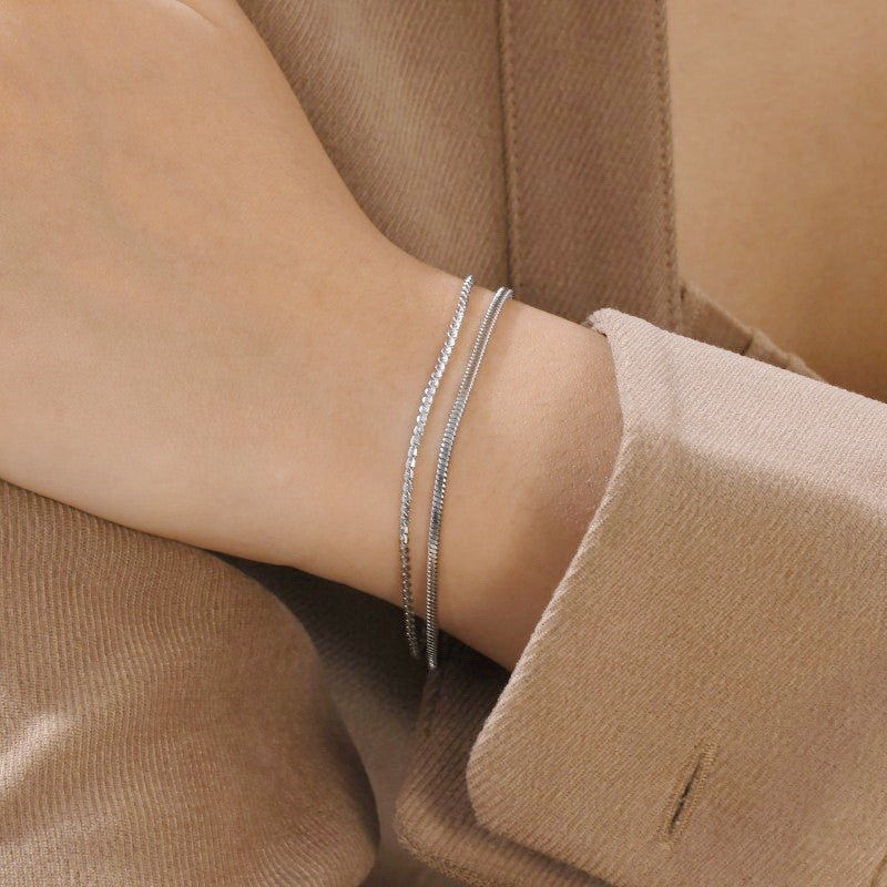 Dainty 18K Tarnish Free Layered Bracelet - Silver