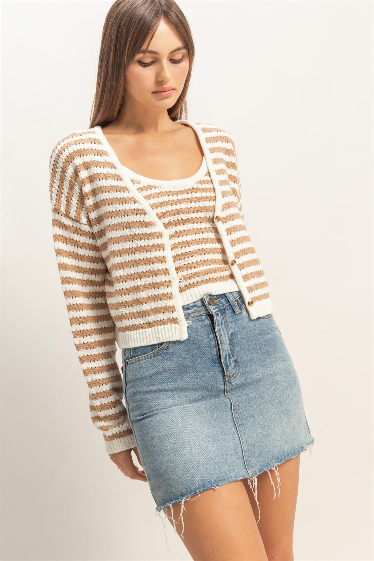 Striped V-Neck Cardigan