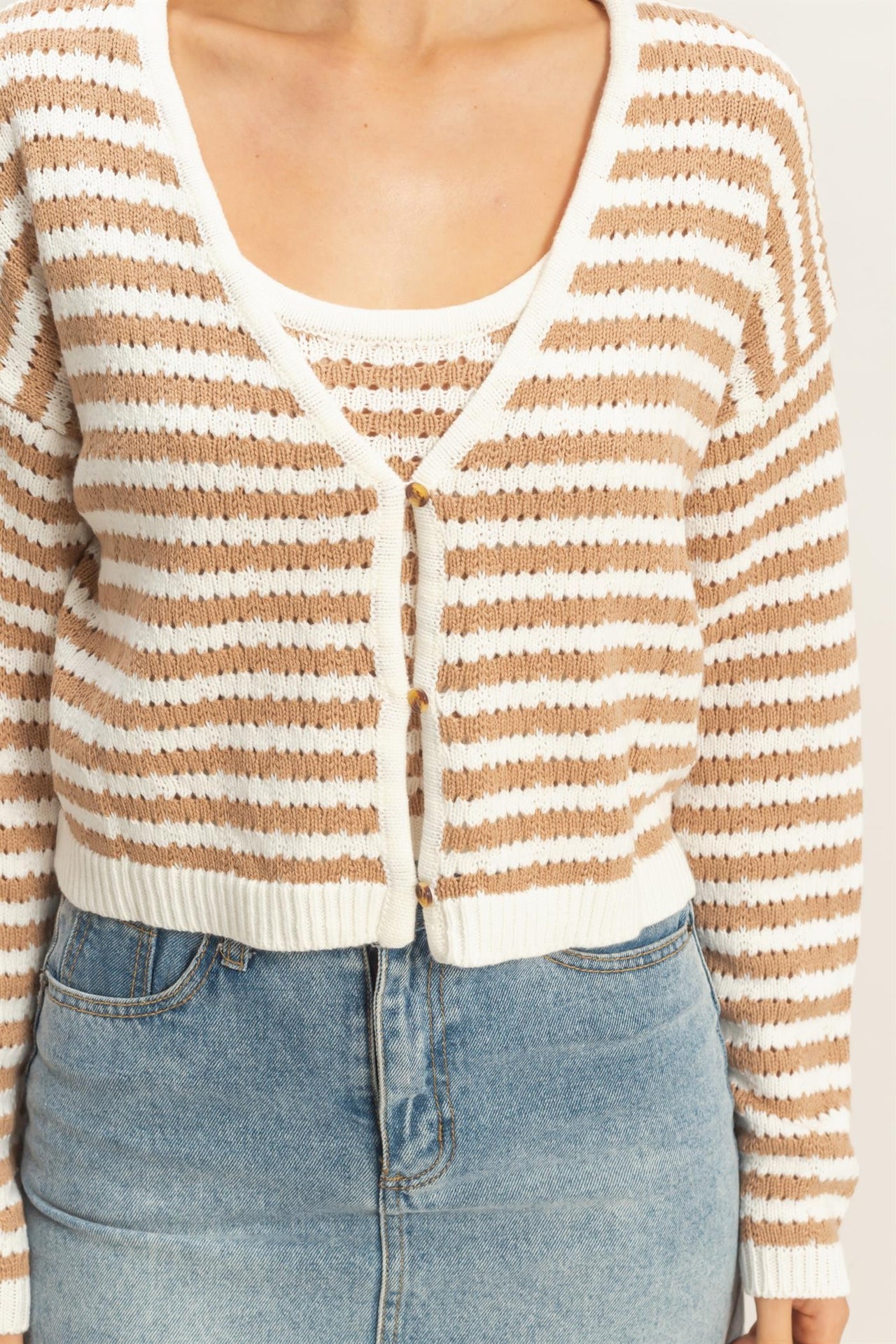 Striped V-Neck Cardigan