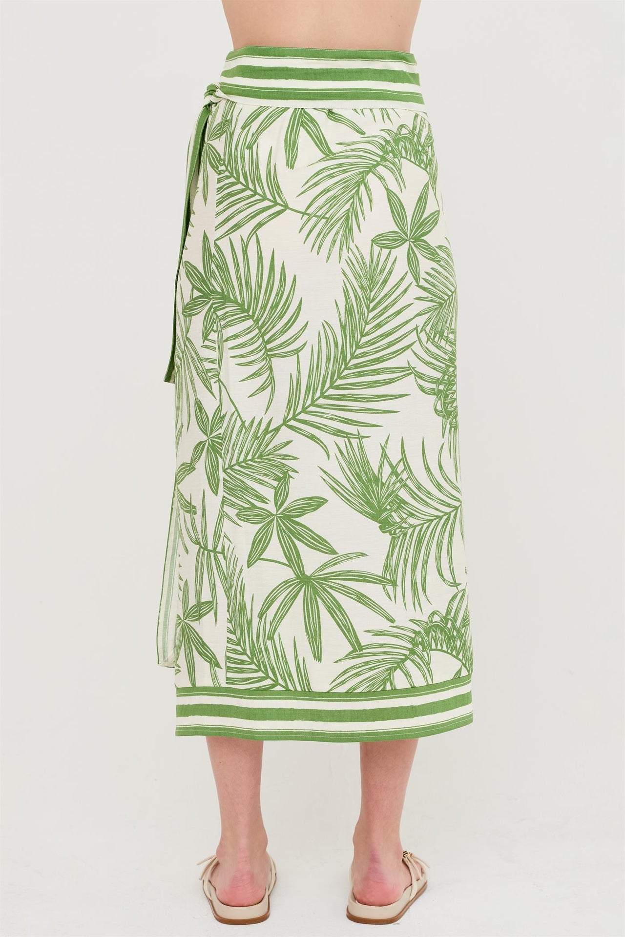 Leaf Print Wrap Skirt