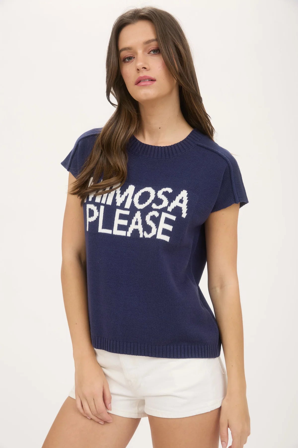 MIMOSA PLEASE SHORT SLEEVE PULLOVER SWEATER