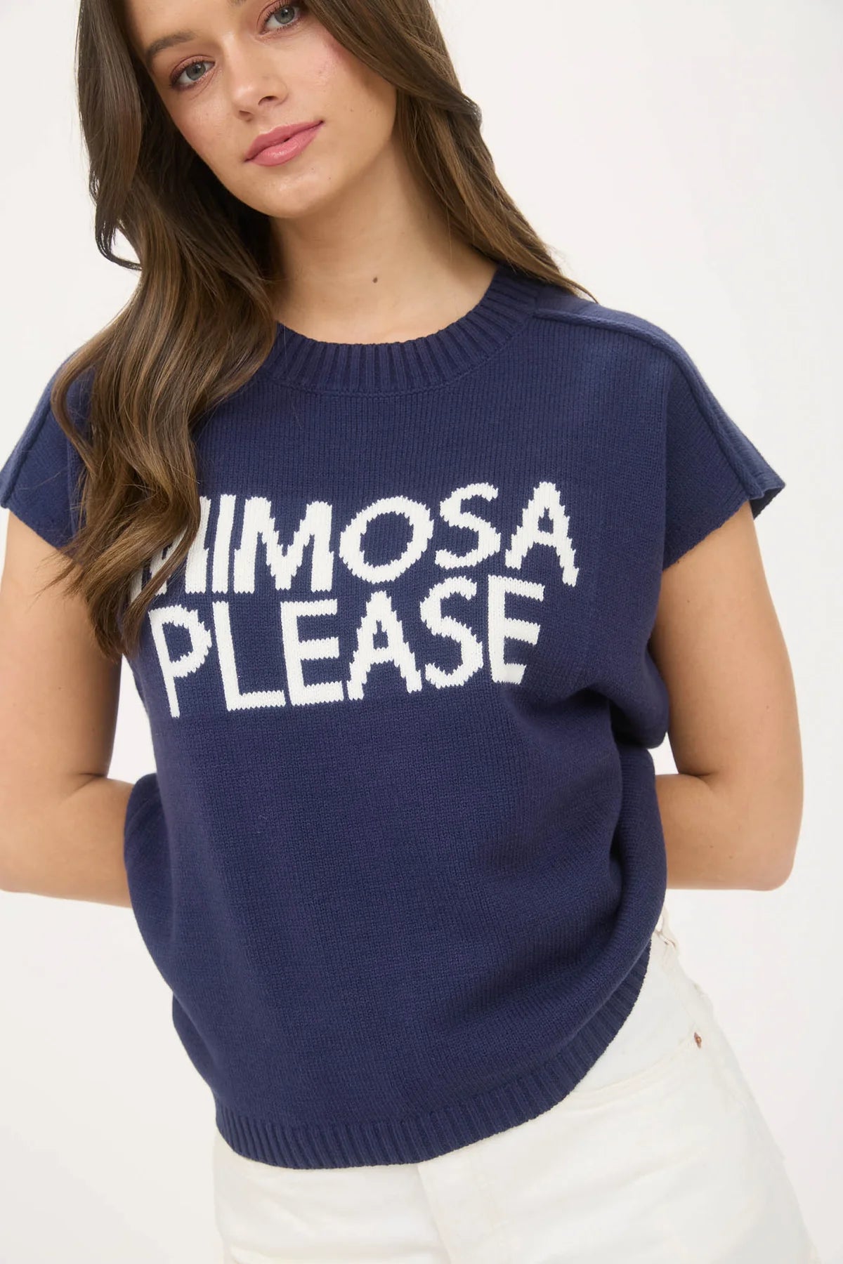MIMOSA PLEASE SHORT SLEEVE PULLOVER SWEATER