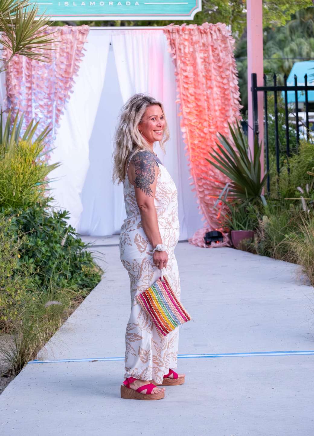 White & Cream Resort Wear Two-Piece Set – Pants