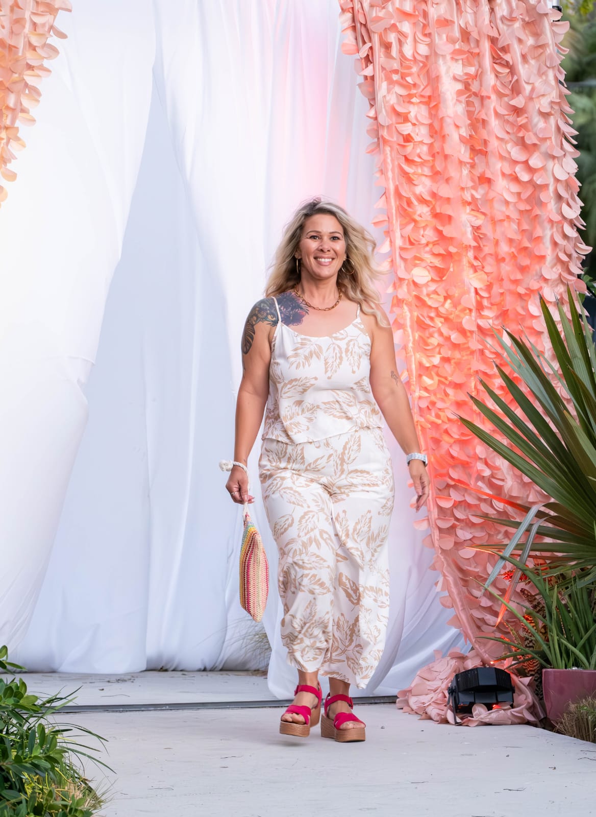 White & Cream Resort Wear Two-Piece Set – Pants