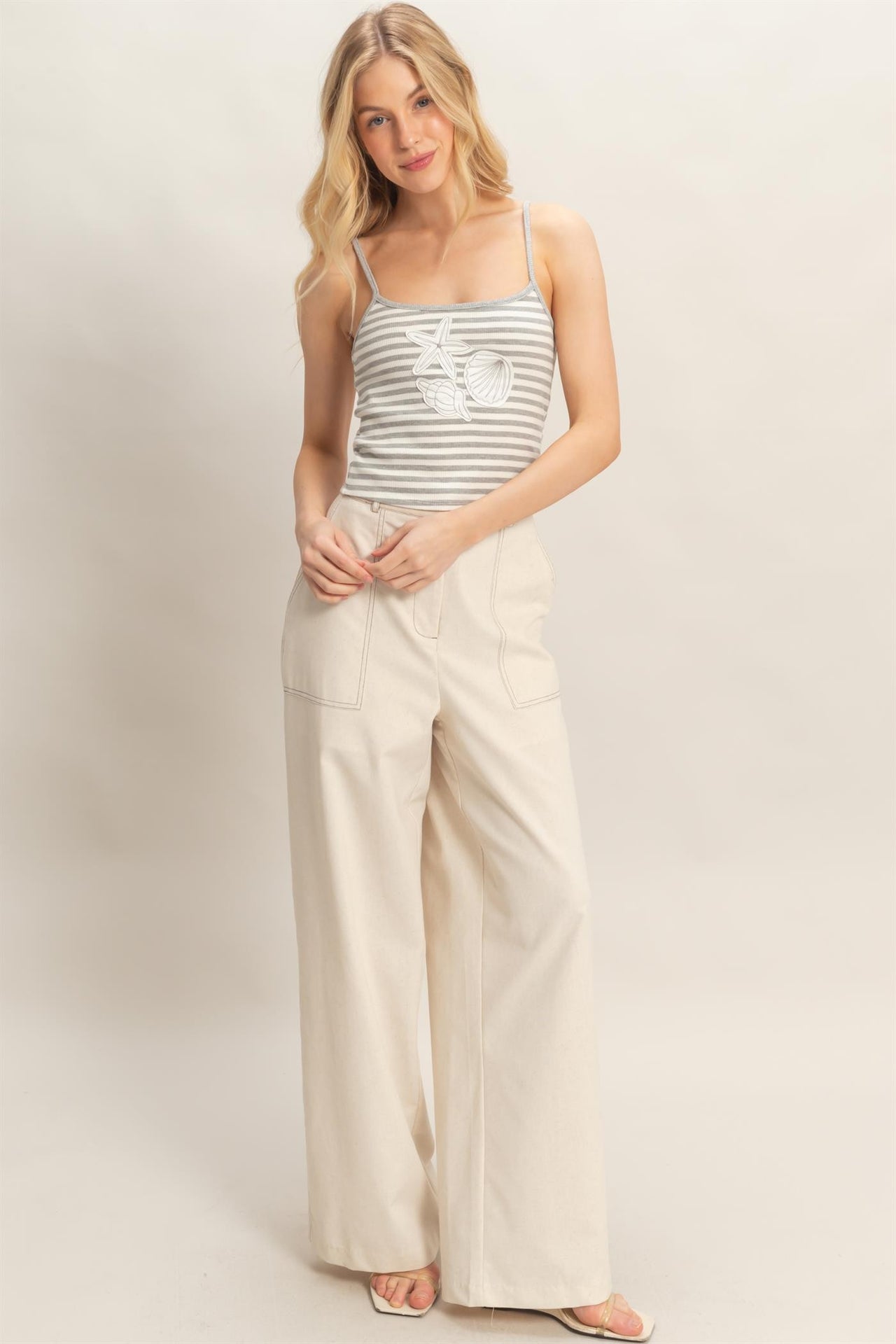 Striped Patch Embroidered Tank