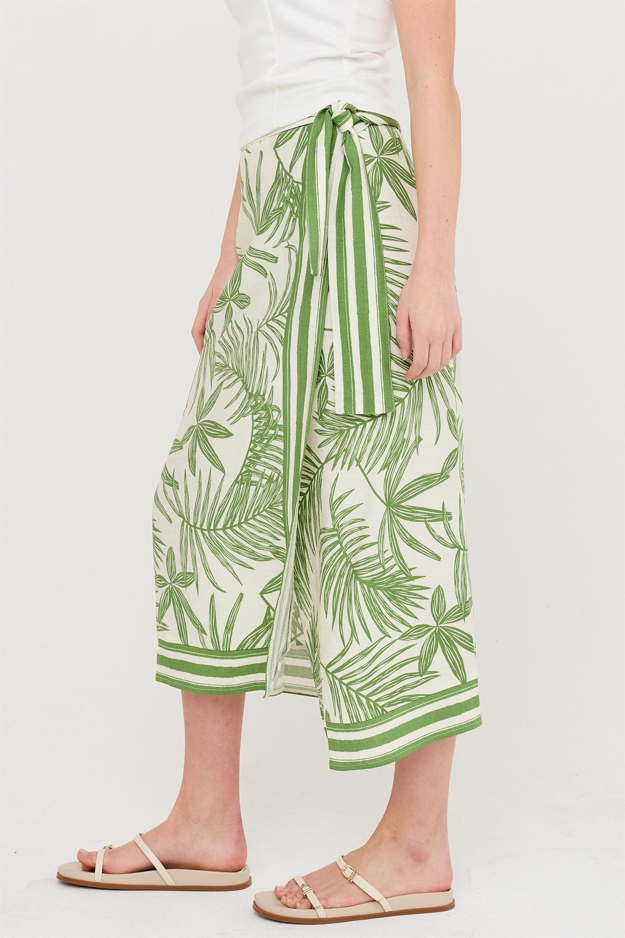 Leaf Print Wrap Skirt