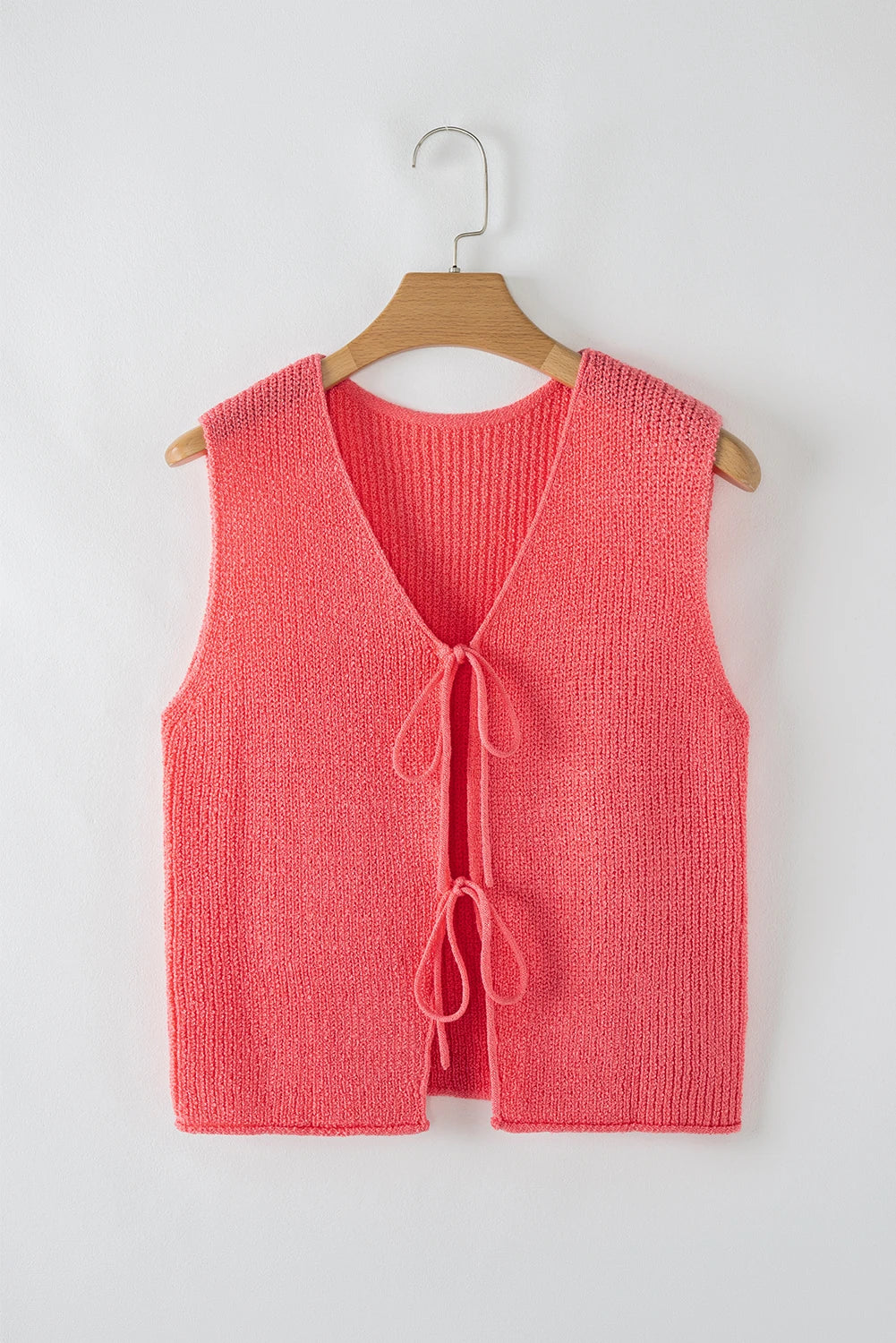 Coral Tie Front Sweater Vest