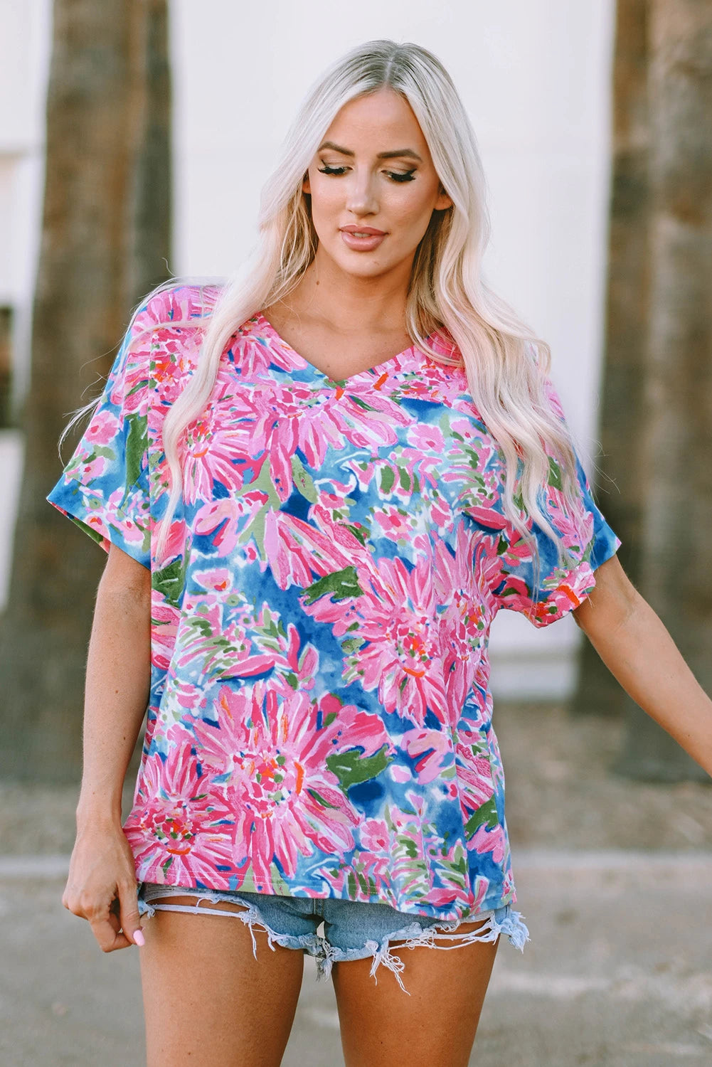 Vibrant Tropical Soft Knit Top